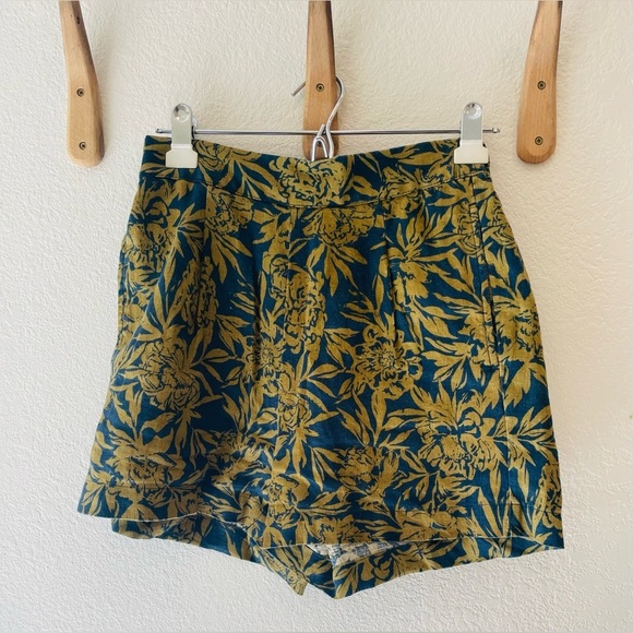 Madewell Printed Linen Clean Pull-On Shorts in Deep Shadow Size XXS - Picture 2 of 3